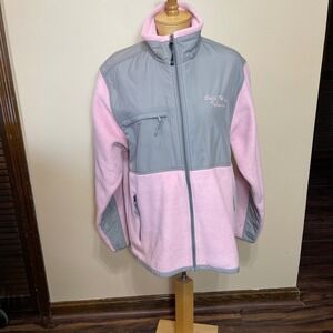Charles‎ River Apparel Pink Grey Fleece Jacket Bald Head Island Full Zip Large